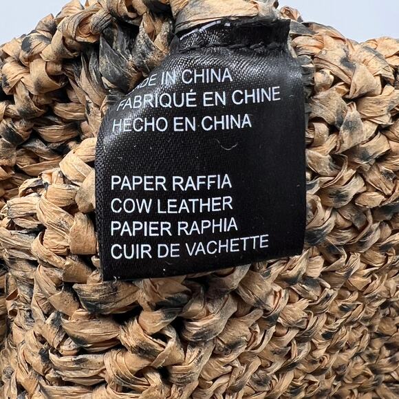 ANTHROPOLOGIE Straw Shoulder Bag Black White Tote Slouchy Casual Travel Light - Picture 10 of 13